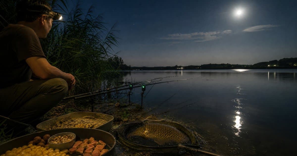 夏季夜钓鲤鱼实战:夜间大鲤进食规律与钓位布局
